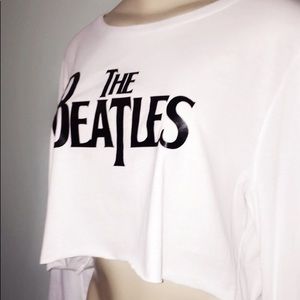 The beetles long sleeve white crop top